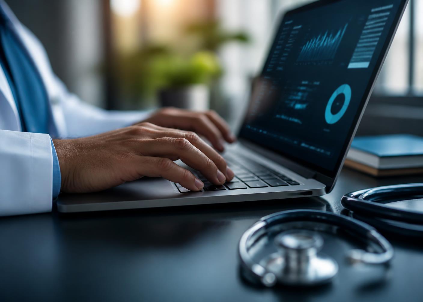 Certified medical billing specialist reviewing claims and reimbursement reports