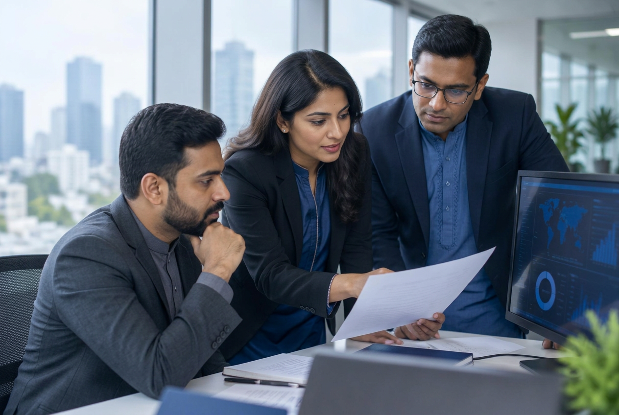 South Asian quality and compliance professionals reviewing operations